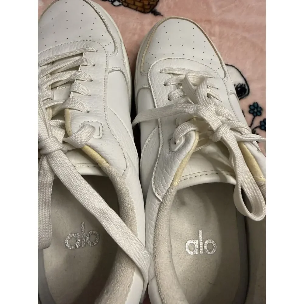 Alo Men's White Solid Low Top Lace-Up Athletic Sneakers Rubber Outsole